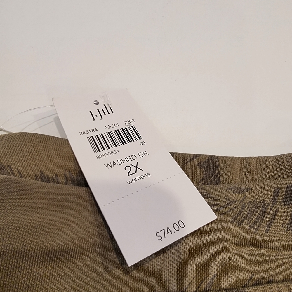 J.Jill Women's Dark Green Olive Printed Terry Shorts Size 2X NWT! - Picture 4 of 11